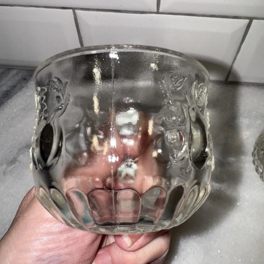 Vintage JEANETTE GLASS‎ Della Robbia Fruit Design Punch Cups Set Of 2 OLA51